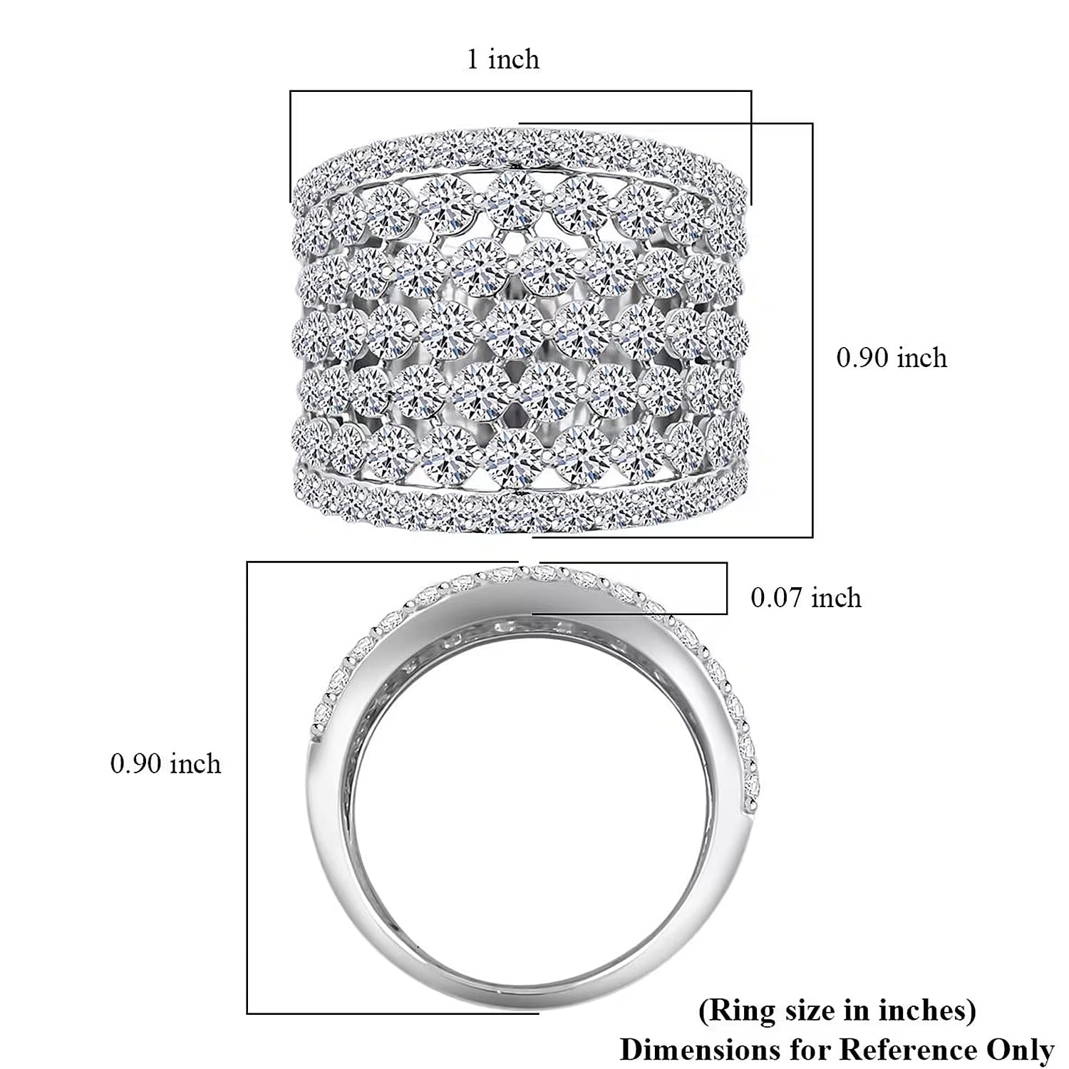 Luxuriant Lab Grown Diamond Ring in Sterling Silver 3.45 ctw (Size 10.0)