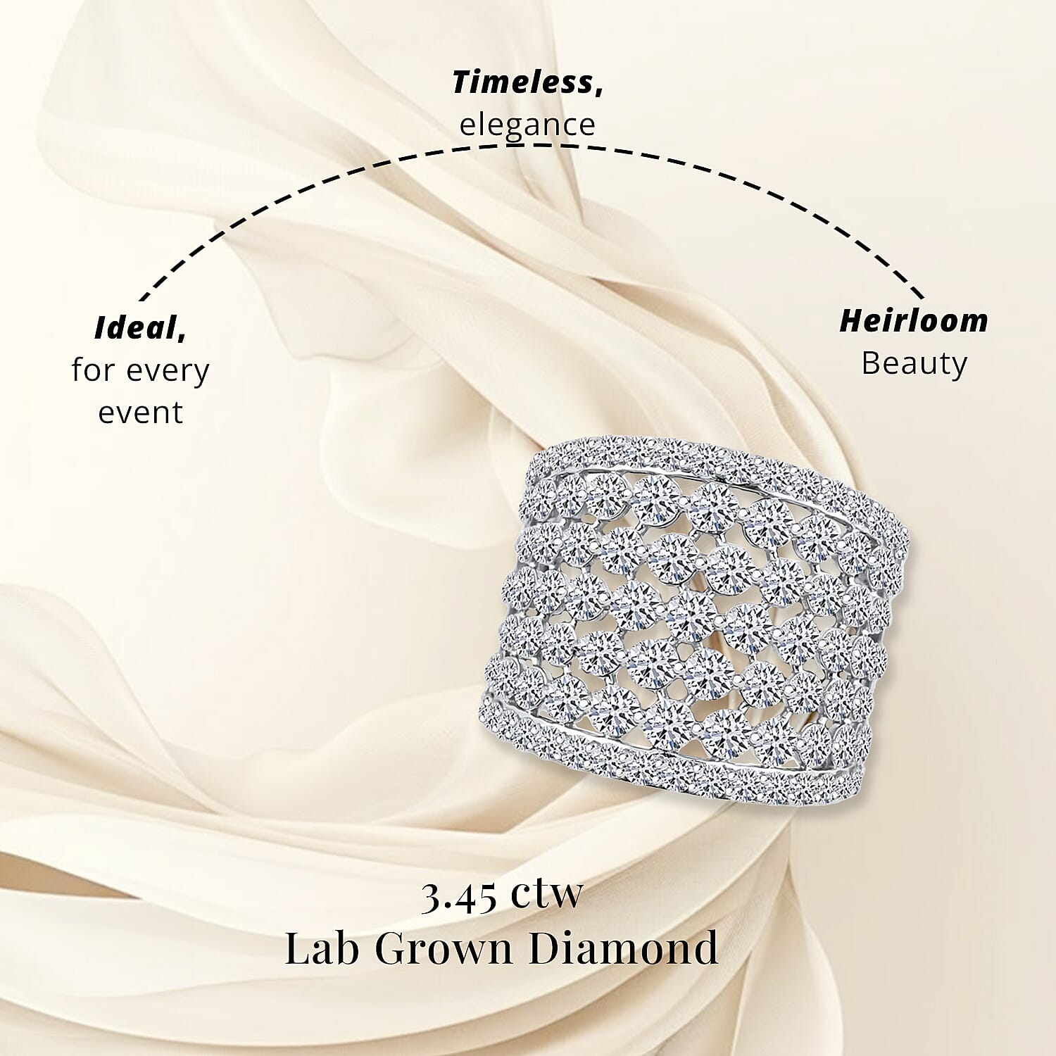 Luxuriant Lab Grown Diamond Ring in Sterling Silver 3.45 ctw (Size 11.0)