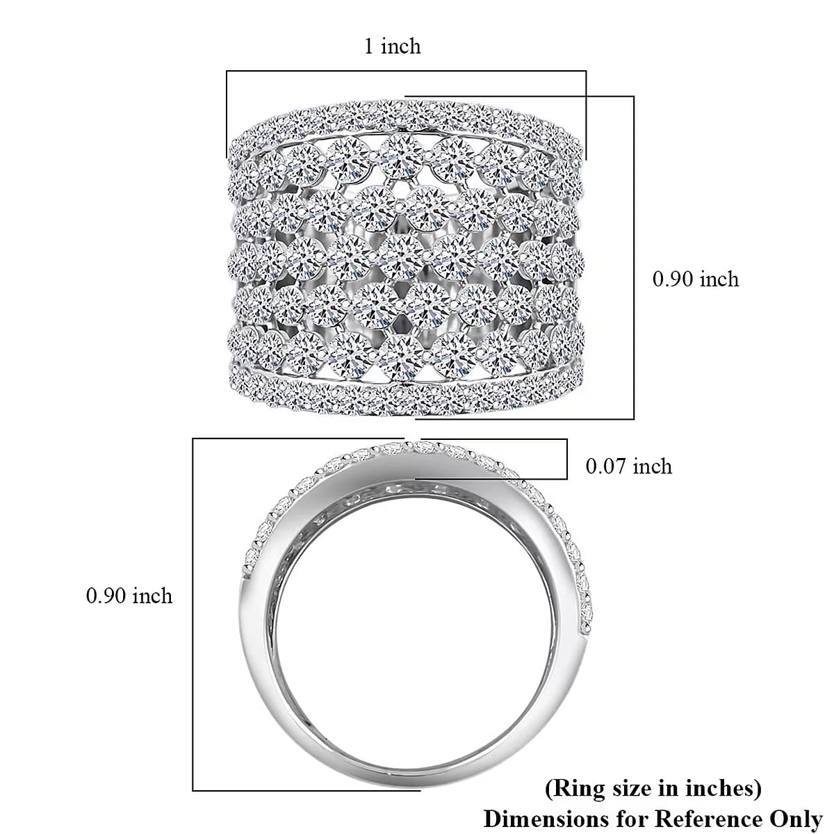 Luxuriant Lab Grown Diamond (G, VS) Ring in Sterling Silver 3.45 ctw (Size 8.0) image number 7