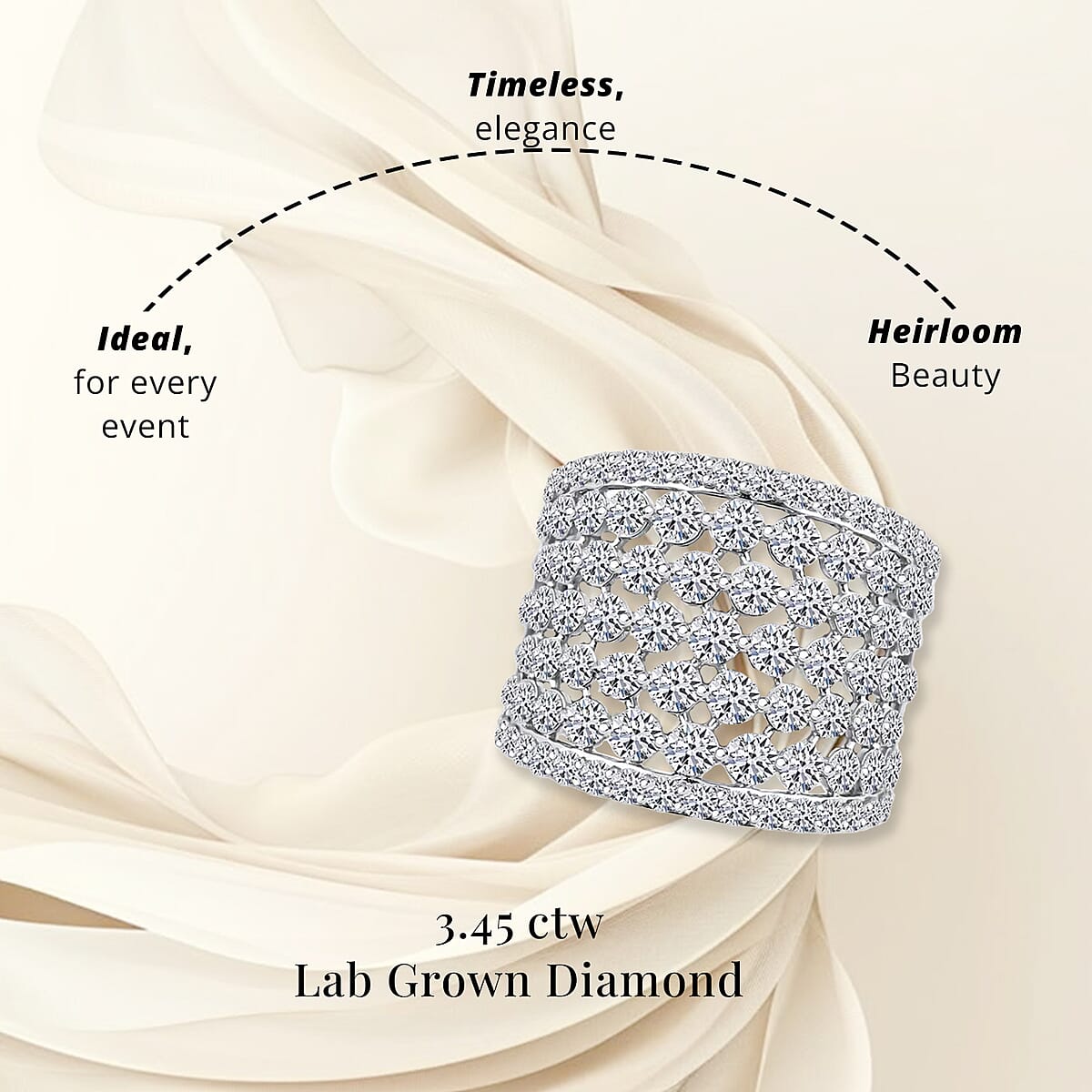 Doorbuster Luxuriant Lab Grown Diamond G SI 3.45 ctw Ring in Sterling Silver (Size 9.0) image number 4