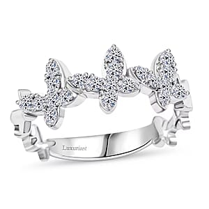 Luxuriant Lab Grown Diamond G SI 0.43 ctw Butterfly Ring in Sterling Silver (Size 6.0)
