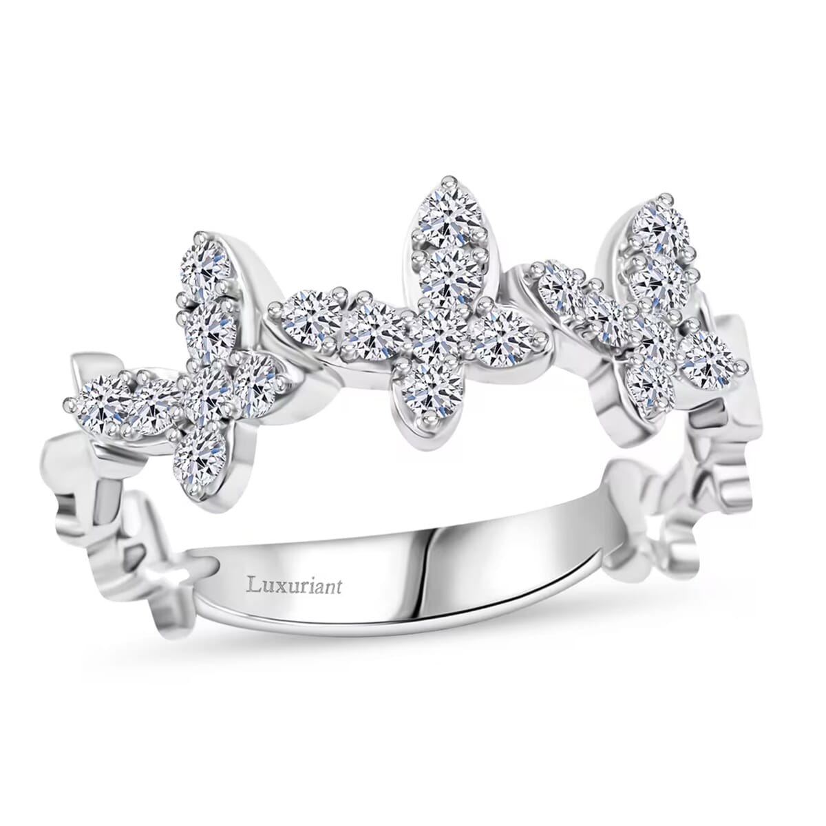 Luxuriant Lab Grown Diamond G SI 0.43 ctw Butterfly Ring in Sterling Silver (Size 7.0) image number 0