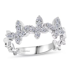 Luxuriant Lab Grown Diamond G SI 0.43 ctw Butterfly Ring in Sterling Silver (Size 7.0)