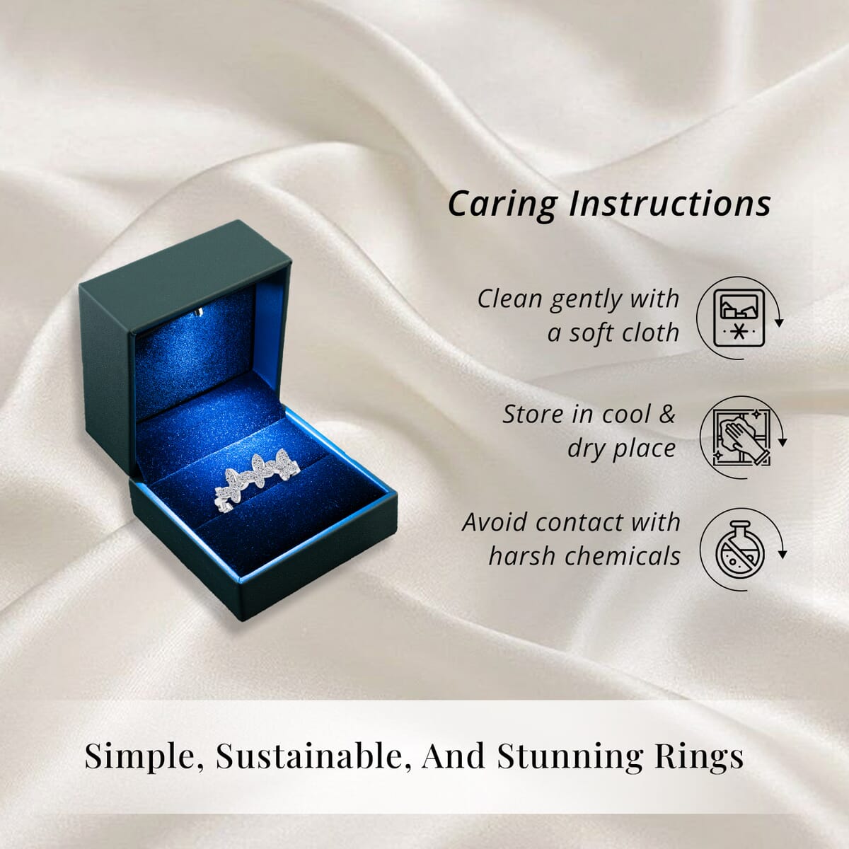 Luxuriant Lab Grown Diamond G SI 0.43 ctw Butterfly Ring in Sterling Silver (Size 7.0) image number 6