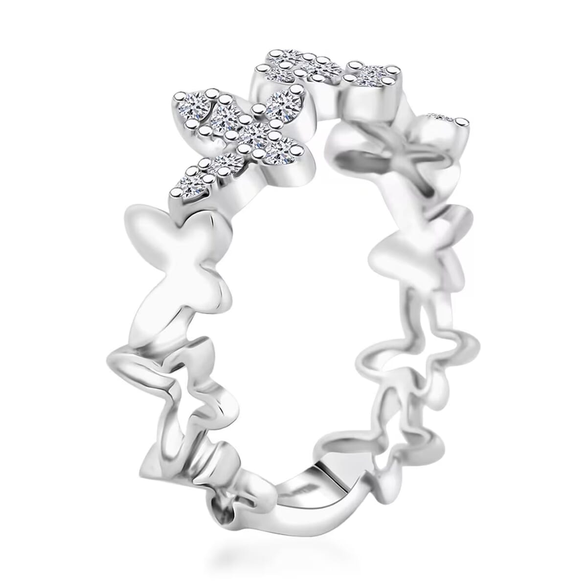 Luxuriant Lab Grown Diamond G SI 0.43 ctw Butterfly Ring in Sterling Silver (Size 7.0) image number 8