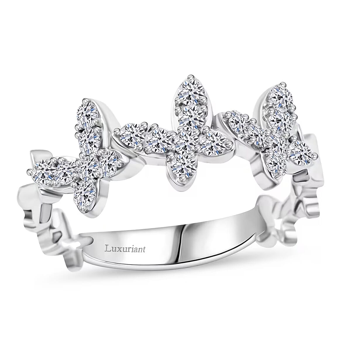 Luxuriant Lab Grown Diamond G SI 0.43 ctw Butterfly Ring in Sterling Silver (Size 8.0) image number 0