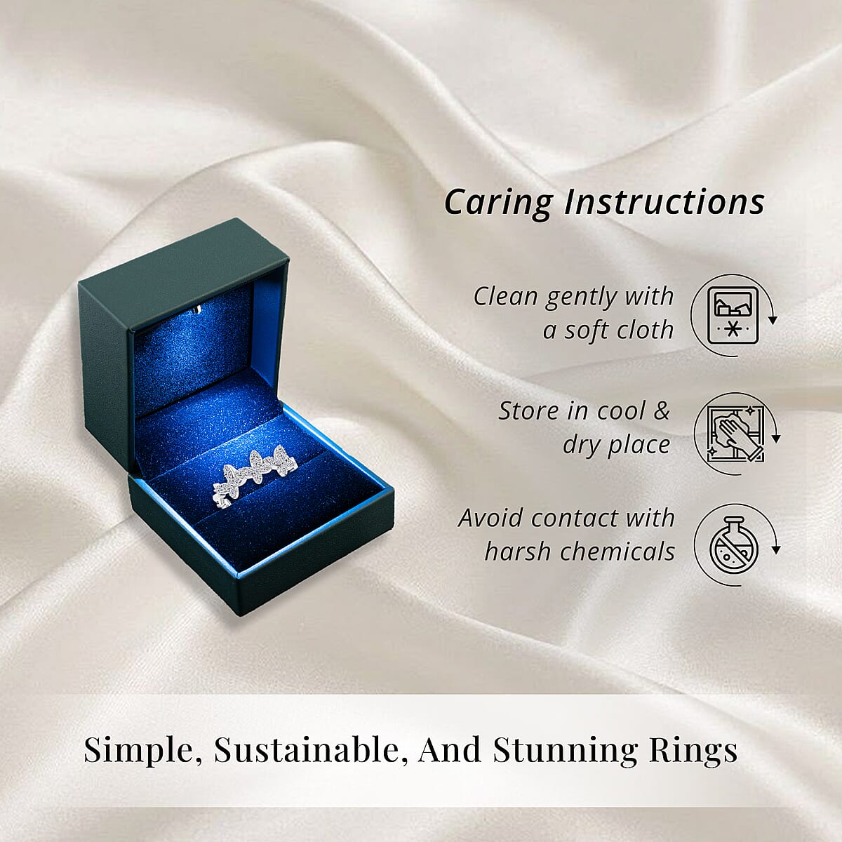 Luxuriant Lab Grown Diamond G SI 0.43 ctw Butterfly Ring in Sterling Silver (Size 8.0) image number 6