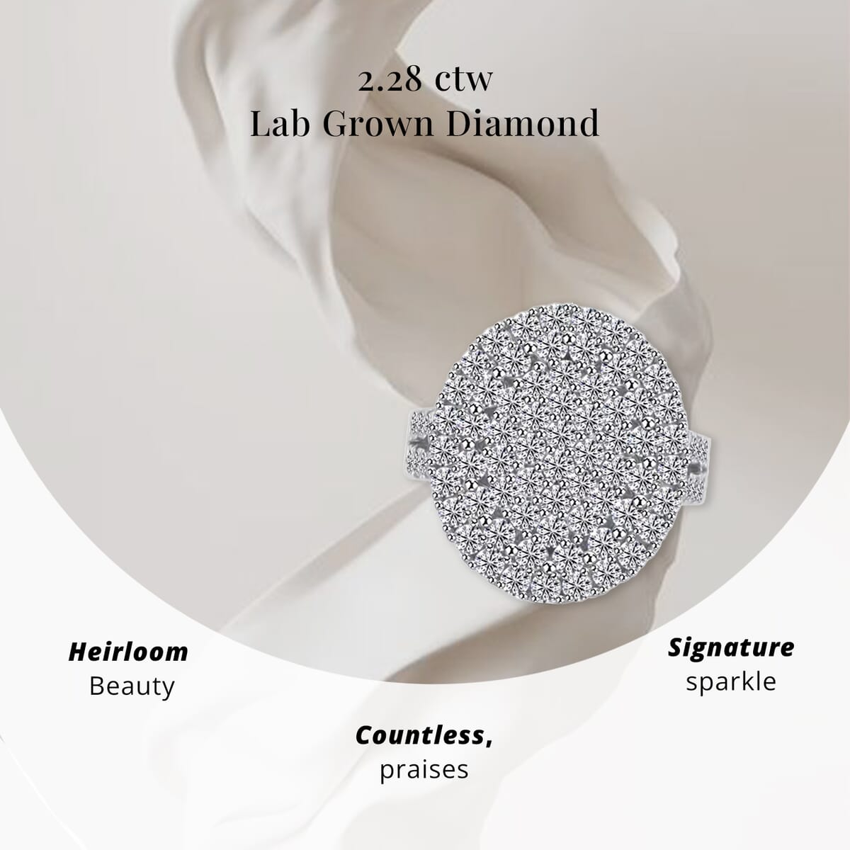 Luxuriant Lab Grown Diamond G SI 2.28 ctw Ring in Sterling Silver (Size 5.0) image number 4