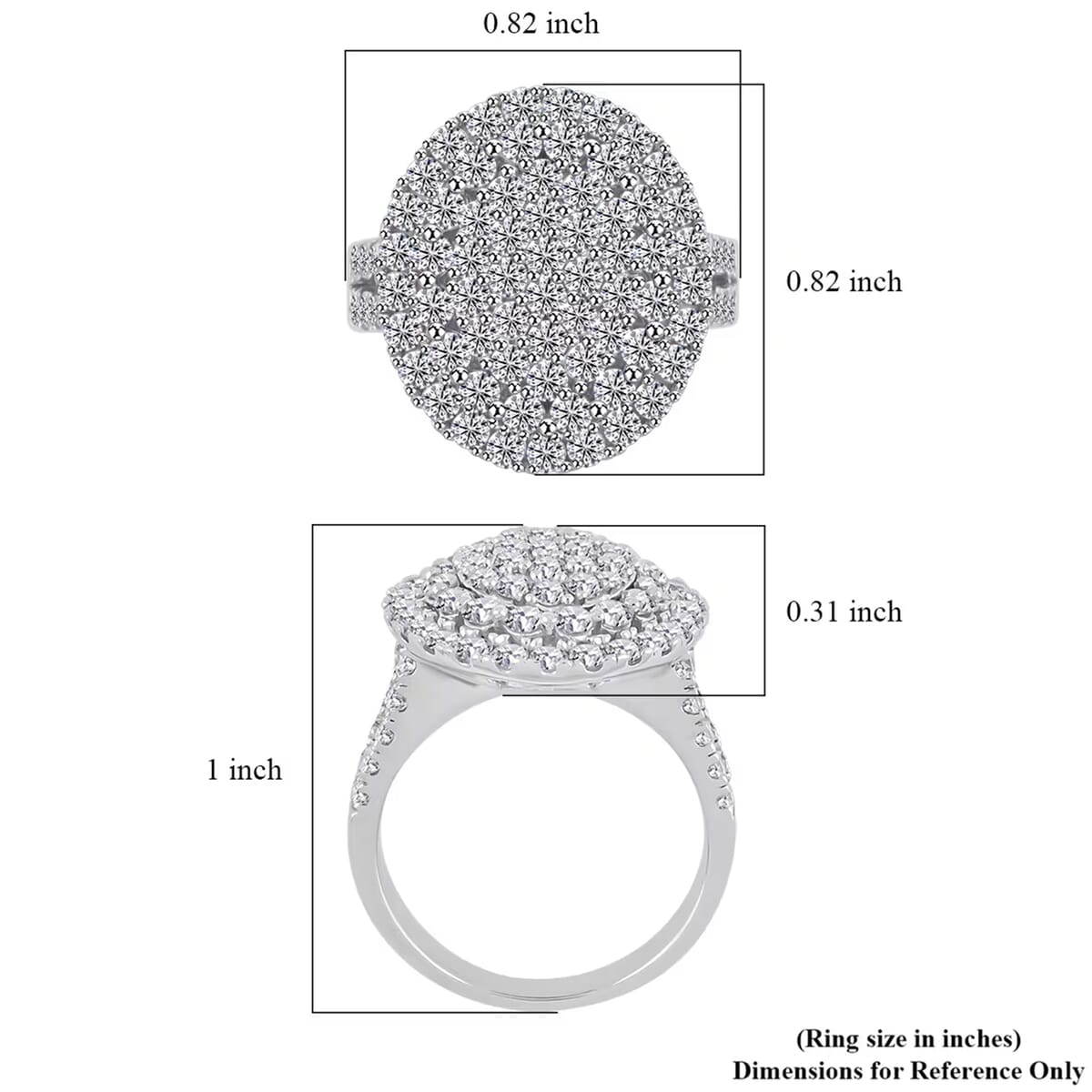Luxuriant Lab Grown Diamond G SI 2.28 ctw Ring in Sterling Silver (Size 5.0) image number 7