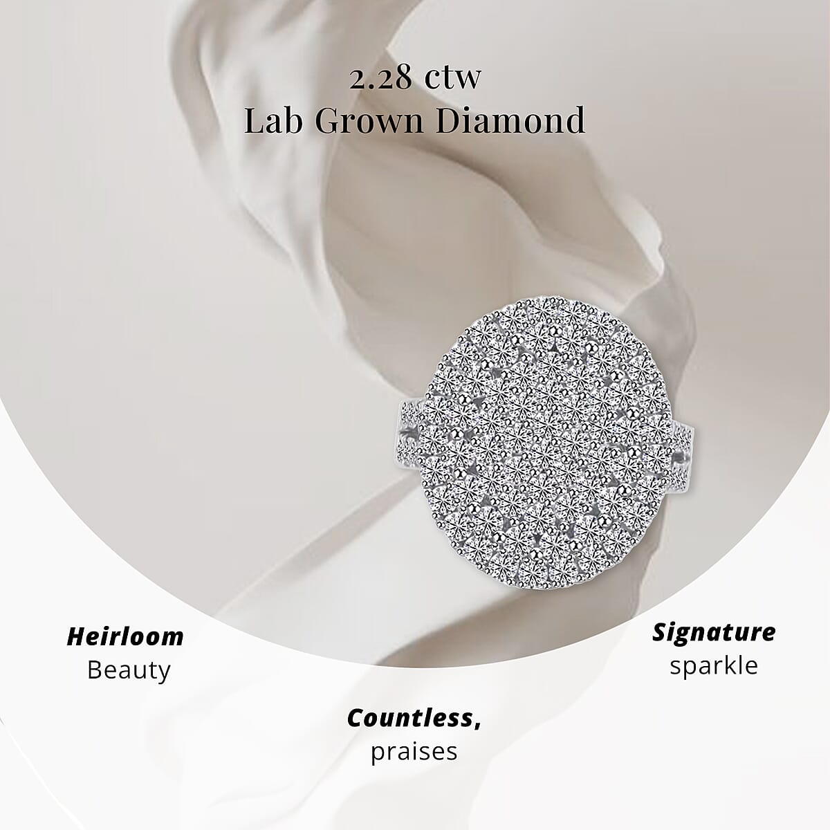 Luxuriant Lab Grown Diamond G SI 2.28 ctw Ring in Sterling Silver (Size 8.0) image number 4