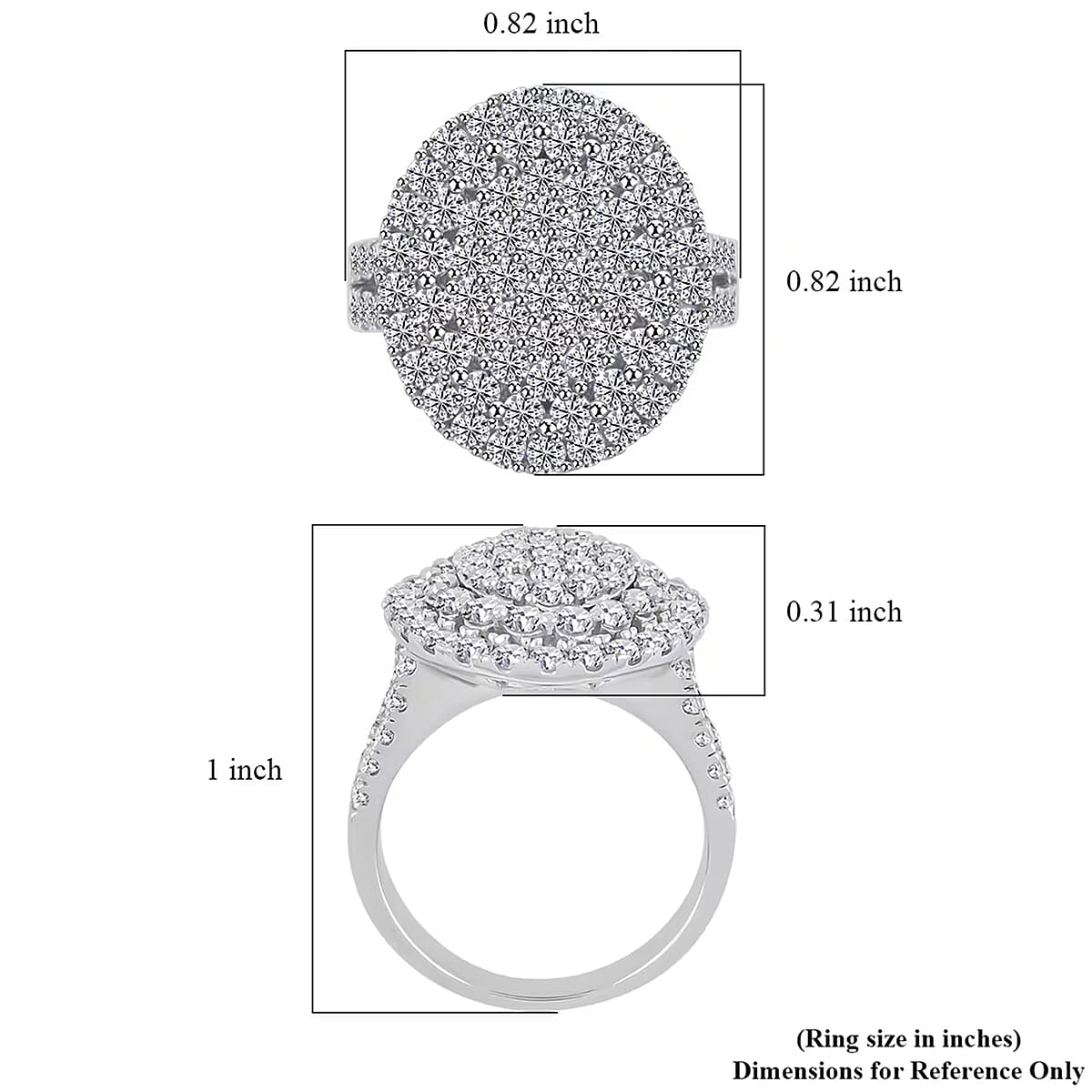 Luxuriant Lab Grown Diamond G SI 2.28 ctw Ring in Sterling Silver (Size 8.0) image number 7