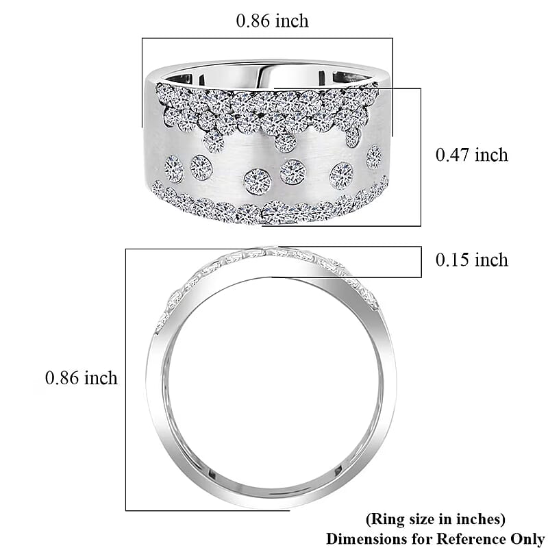 Luxuriant Lab Grown Diamond (G, SI) Ring in Sterling Silver (Size 11.0) 1.05 ctw