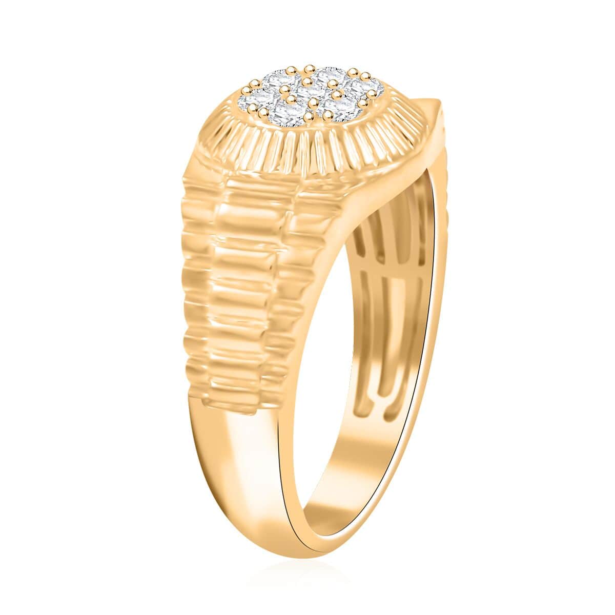 Luxuriant Lab Grown Diamond G SI 0.48 ctw Men's Ring in 14K Yellow Gold Over Sterling Silver (Size 10.0) image number 3