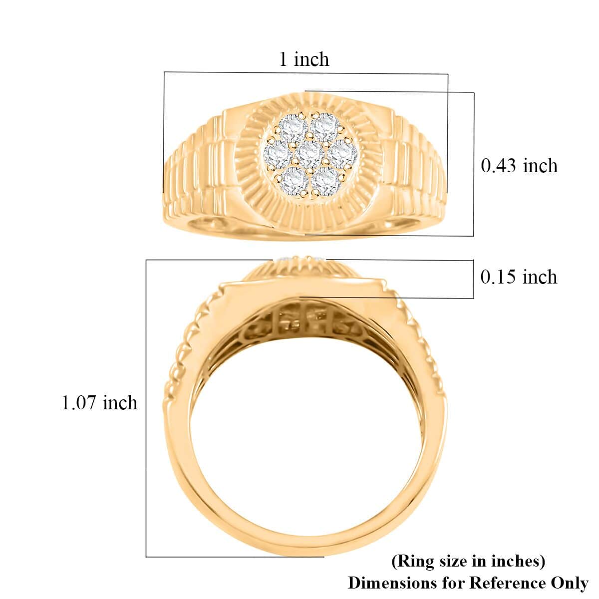 Luxuriant Lab Grown Diamond G SI 0.48 ctw Men's Ring in 14K Yellow Gold Over Sterling Silver (Size 10.0) image number 5