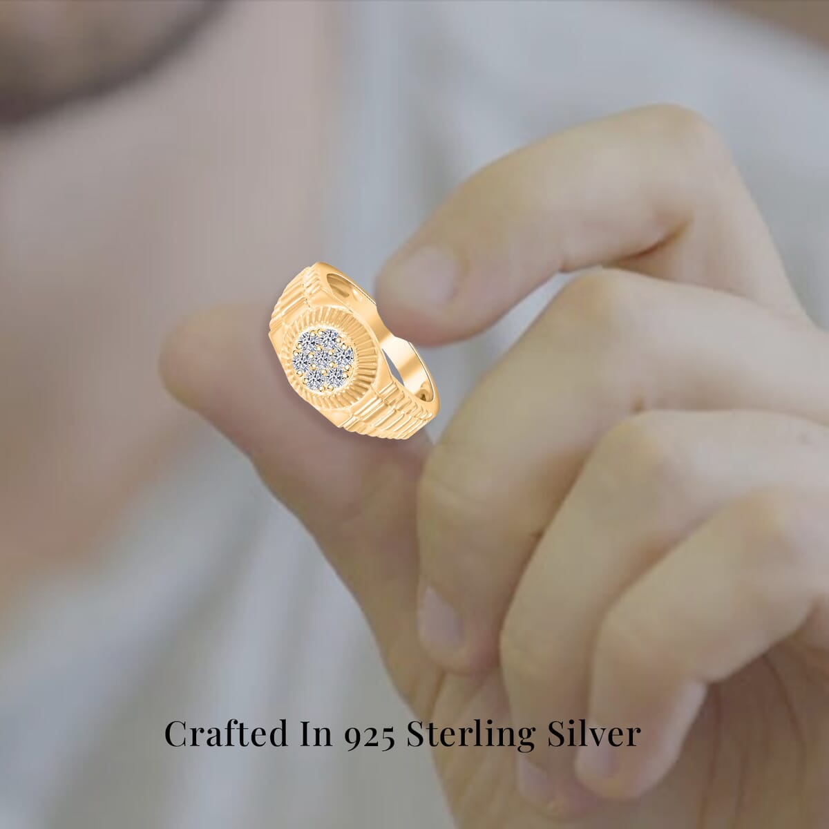 Luxuriant Lab Grown Diamond G SI 0.48 ctw Men's Ring in 14K Yellow Gold Over Sterling Silver (Size 12.0) image number 2