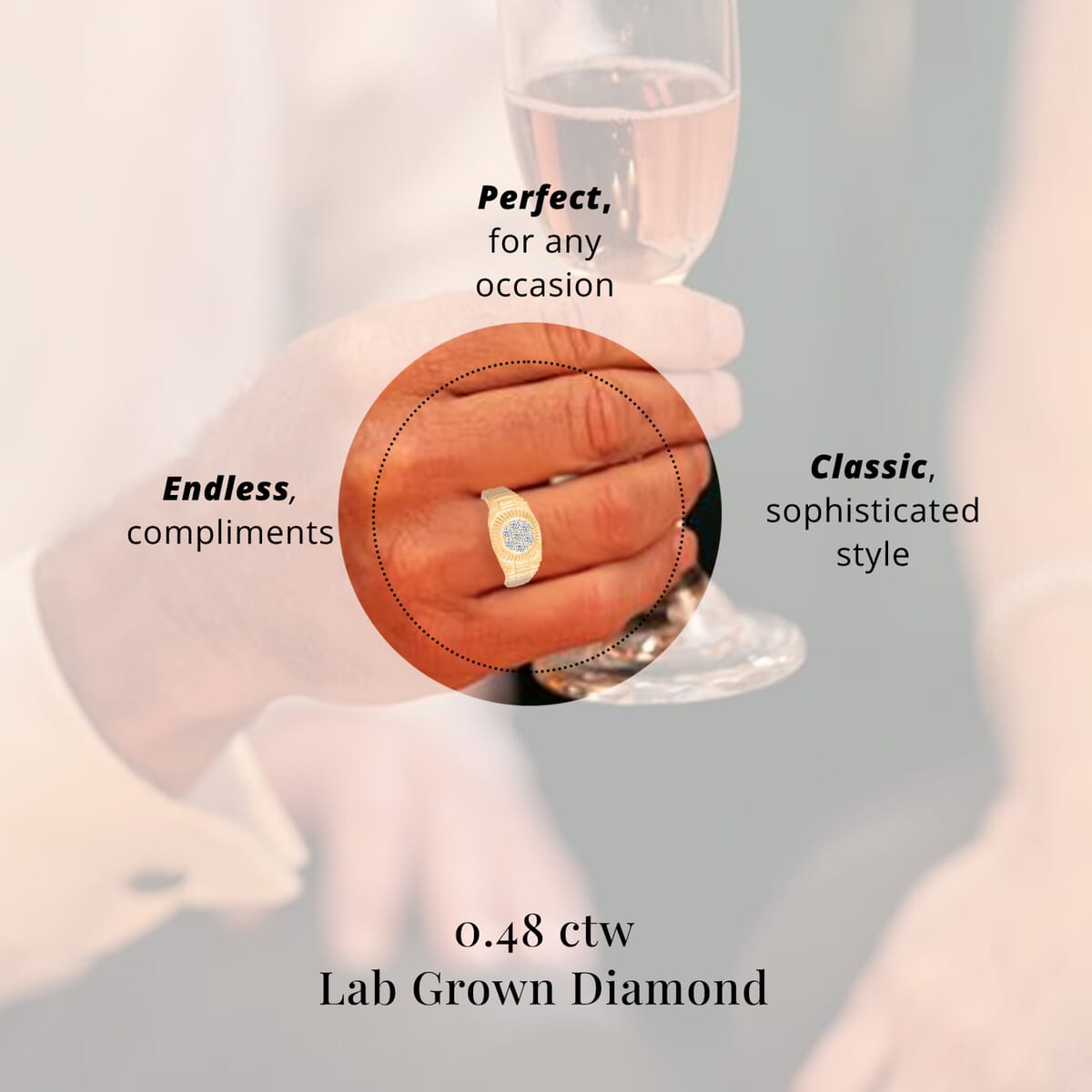 Luxuriant Lab Grown Diamond G SI 0.48 ctw Men's Ring in 14K Yellow Gold Over Sterling Silver (Size 12.0) image number 4