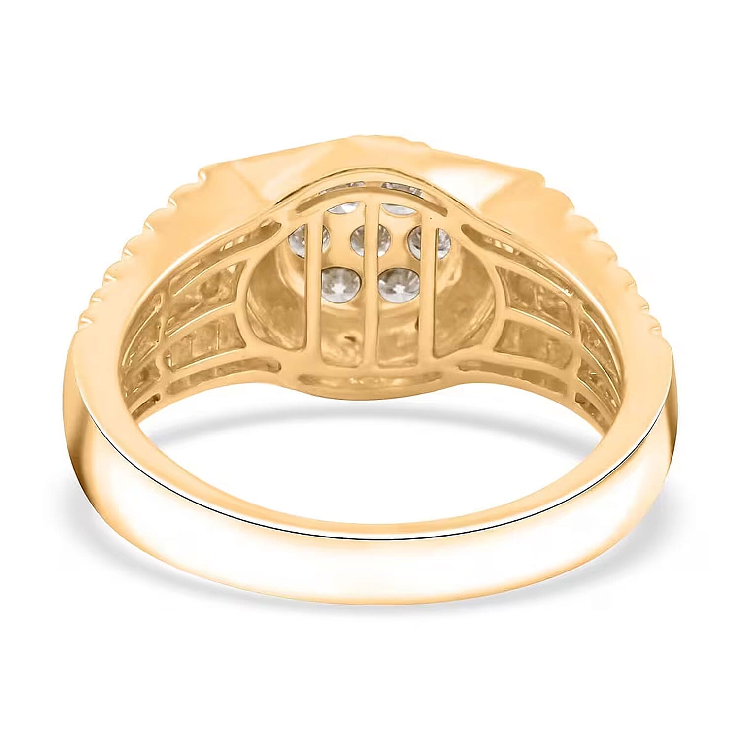  Luxuriant Lab Grown Diamond G SI 0.50 ctw Men's Solar Crest Ring in 14K Yellow Gold Over Sterling Silver (Size 12.0)