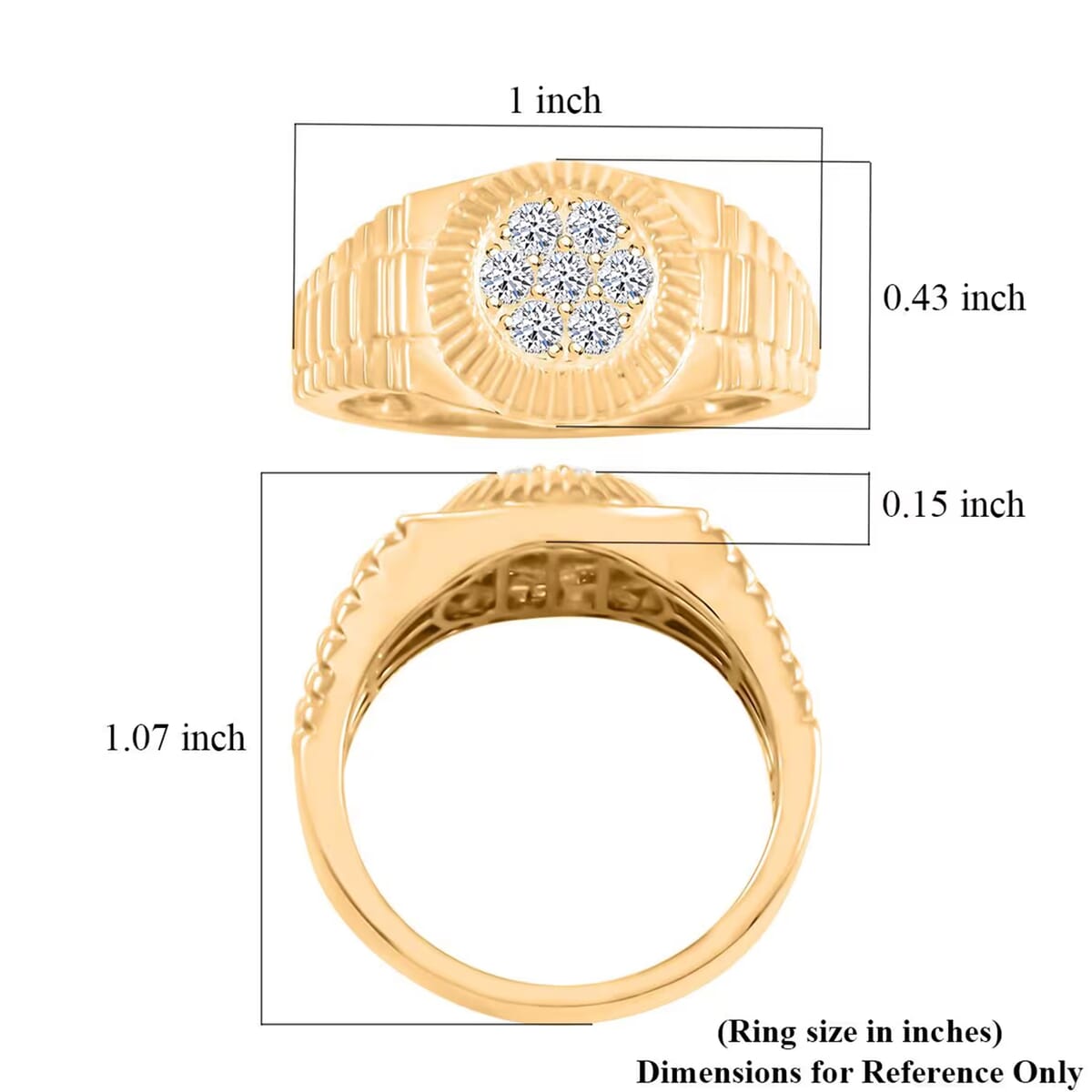 Luxuriant Lab Grown Diamond G SI 0.48 ctw Men's Ring in 14K Yellow Gold Over Sterling Silver (Size 12.0) image number 7
