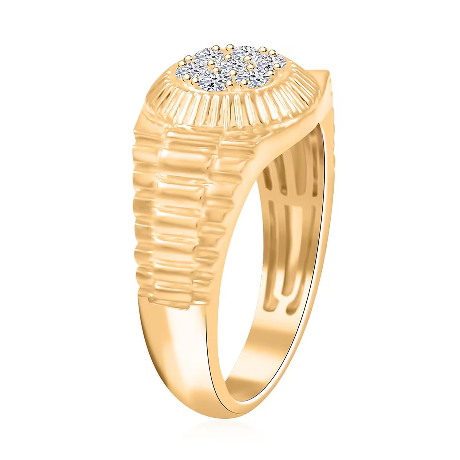 Luxuriant Lab Grown Diamond G SI 0.50 ctw Men's Solar Crest Ring in 14K Yellow Gold Over Sterling Silver (Size 12.0)