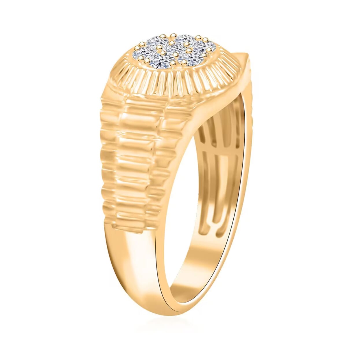 Luxuriant Lab Grown Diamond G SI 0.48 ctw Men's Ring in 14K Yellow Gold Over Sterling Silver (Size 12.0) image number 8