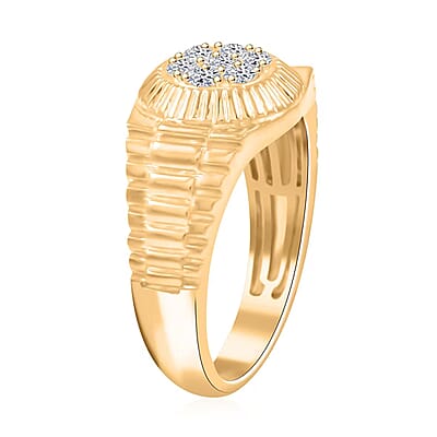 Luxuriant Lab Grown Diamond G SI 0.50 ctw Men's Solar Crest Ring in 14K Yellow Gold Over Sterling Silver (Size 12.0)