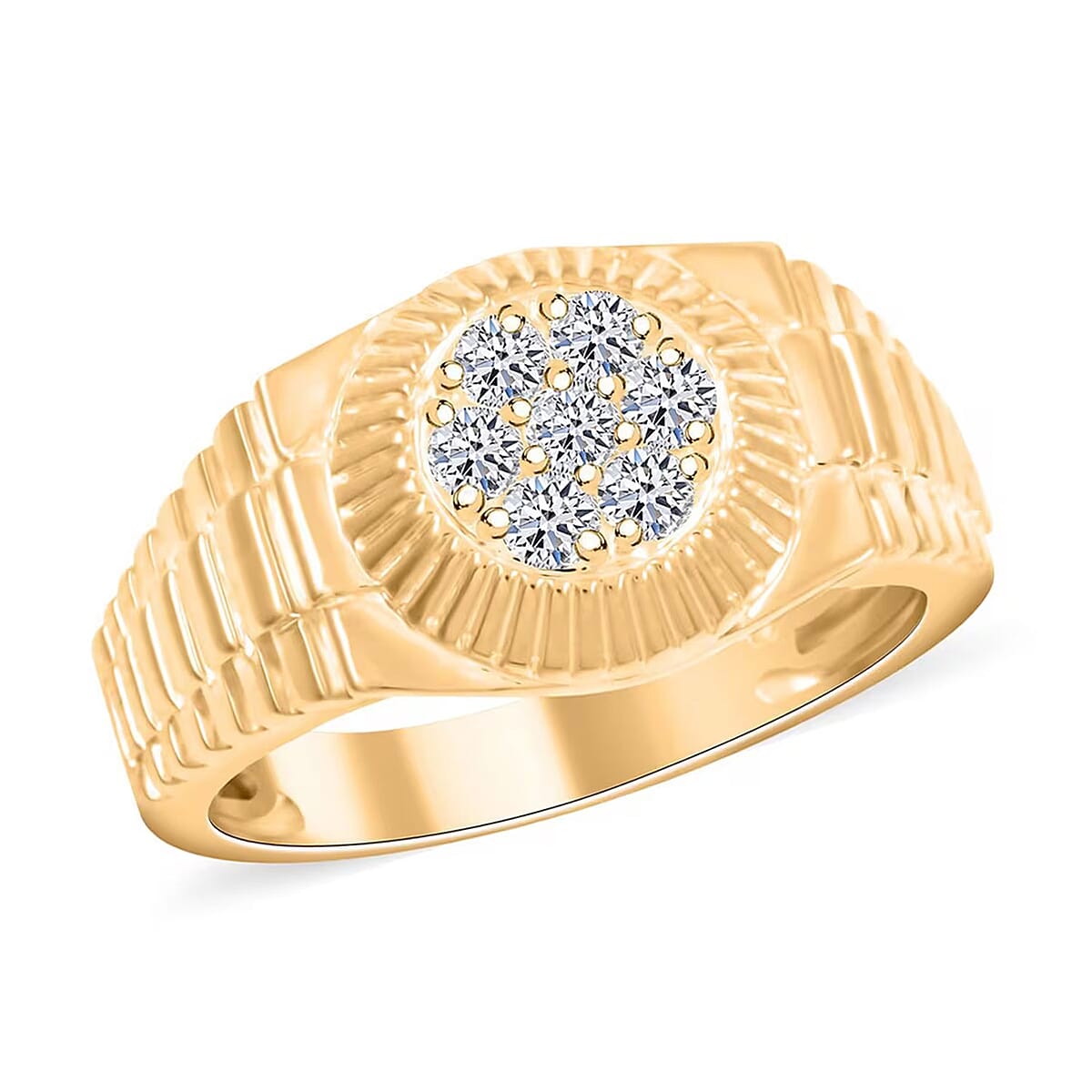 Luxuriant Lab Grown Diamond G SI 0.48 ctw Men's Ring in 14K Yellow Gold Over Sterling Silver (Size 13.0) image number 0