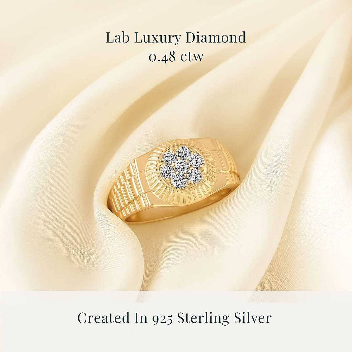 Luxuriant Lab Grown Diamond G SI 0.48 ctw Men's Ring in 14K Yellow Gold Over Sterling Silver (Size 13.0) image number 2