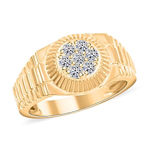 Doorbuster Luxuriant Lab Grown Diamond G SI 0.50 ctw Men's Solar Crest Ring in 14K Yellow Gold Over Sterling Silver (Size 9.0)