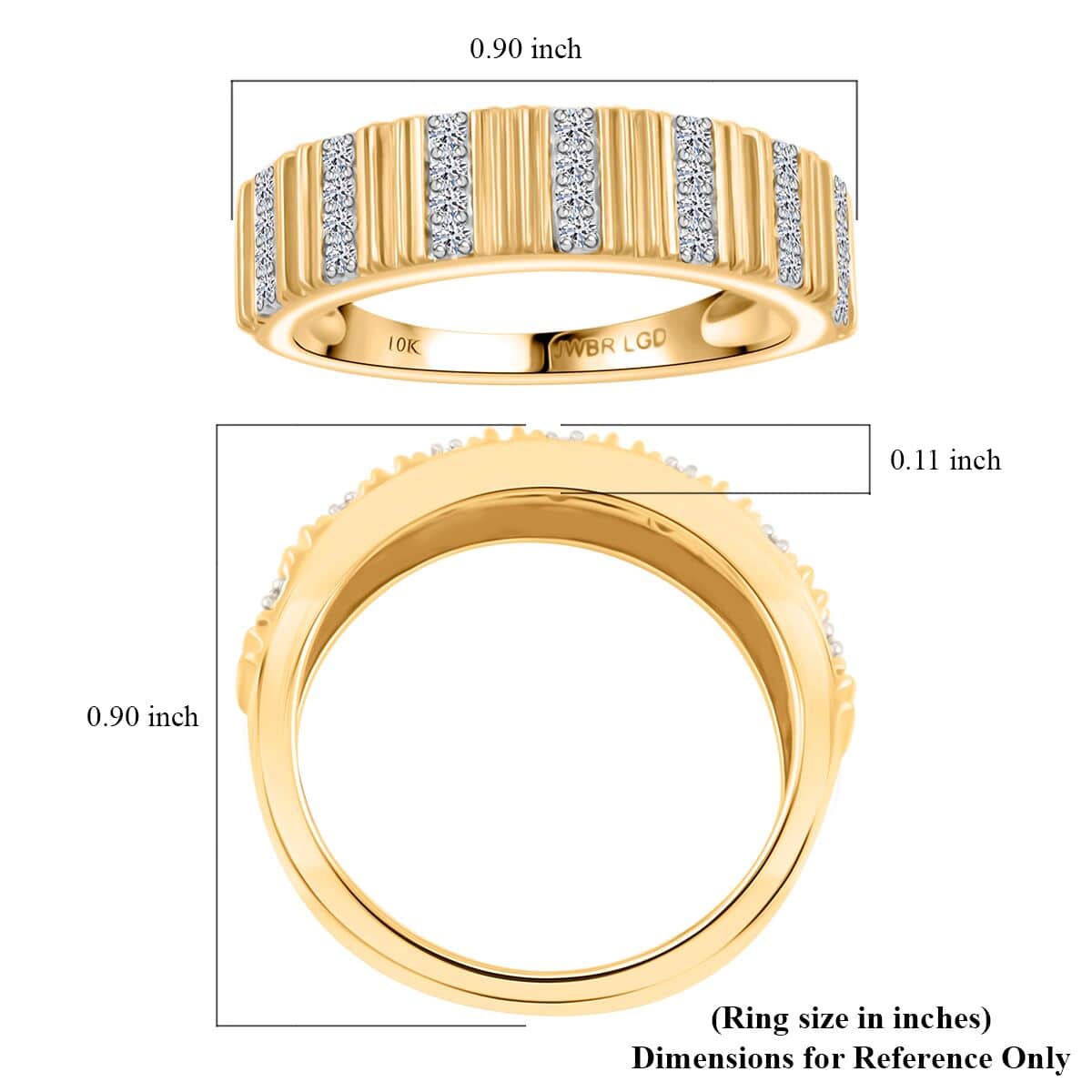 Luxuriant Lab Grown Diamond 0.17 ctw Ring in 10K Yellow Gold (Size 7.0) image number 4