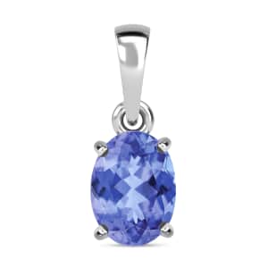 Tanzanite Solitaire Pendant in Platinum Over Sterling Silver 1.35 ctw