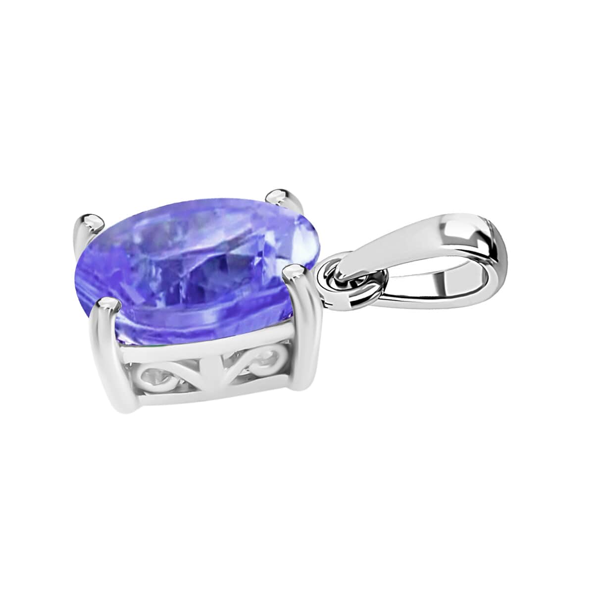 Tanzanite Solitaire Pendant in Platinum Over Sterling Silver 1.35 ctw image number 2