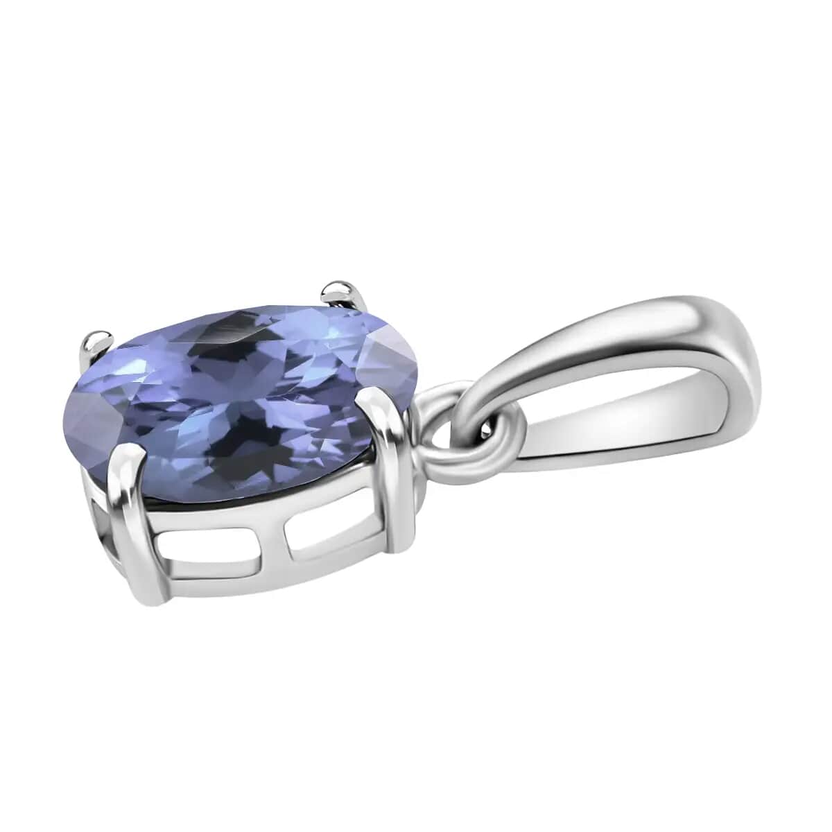 Tanzanite Solitaire Pendant in Platinum Over Sterling Silver 1.35 ctw image number 4