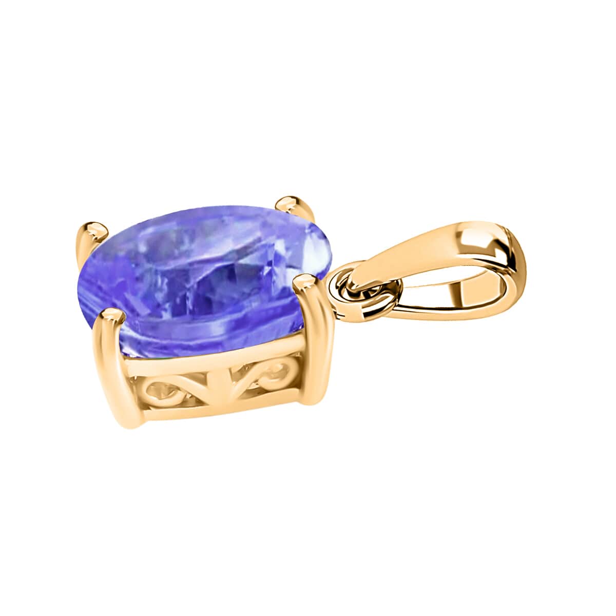 Tanzanite 1.35 ctw Solitaire Pendant in Vermeil Yellow Gold Over Sterling Silver image number 2