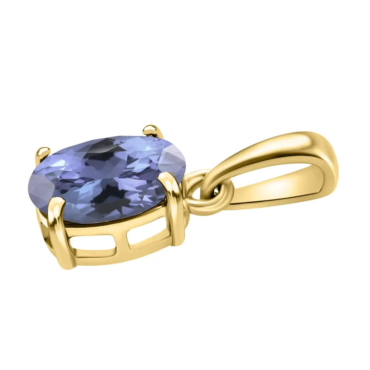 Tanzanite 1.35 ctw Solitaire Pendant in Vermeil Yellow Gold Over Sterling Silver image number 4