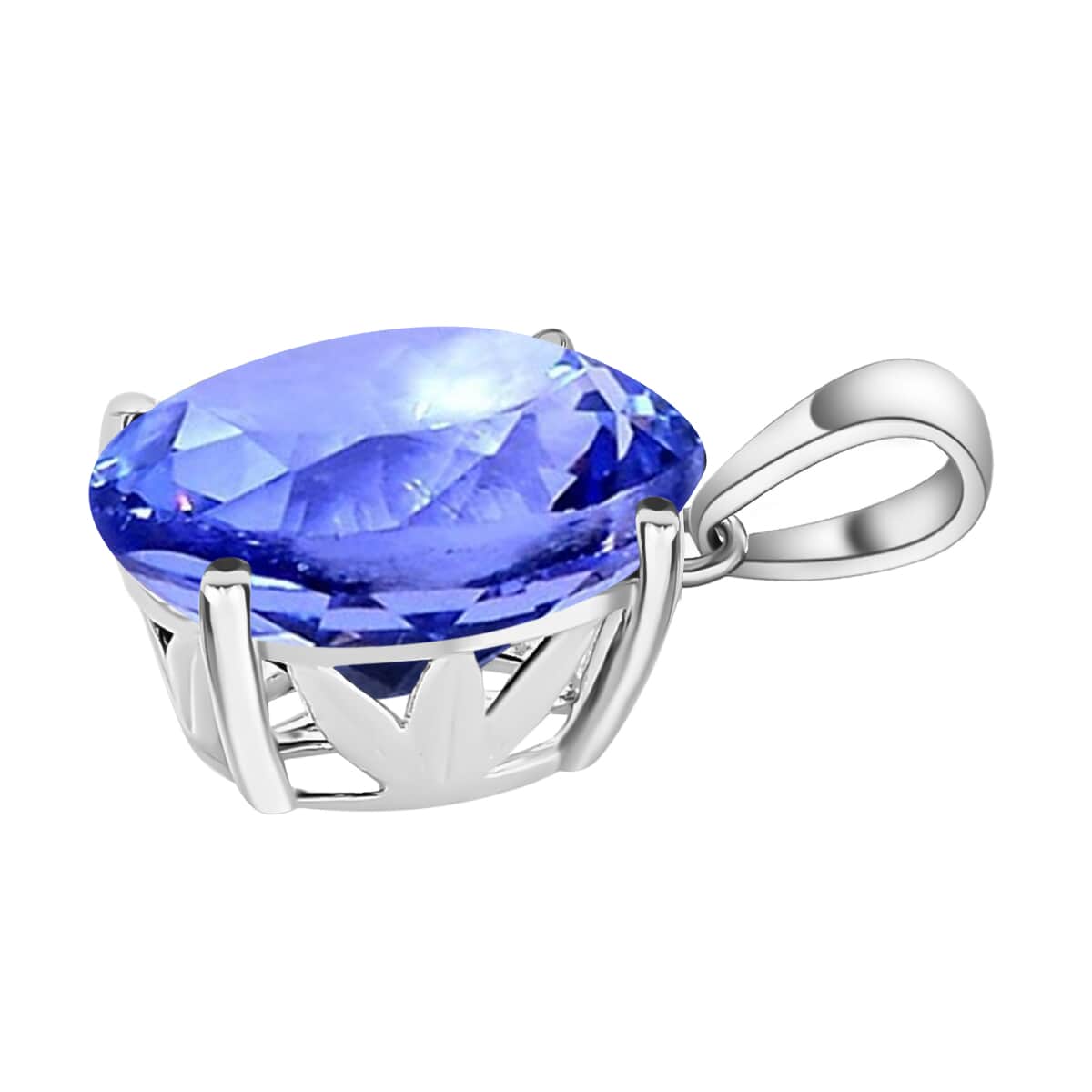 Luxoro 14K White Gold AAA Tanzanite Solitaire Pendant 2.0 Grams 5.05 ctw image number 2