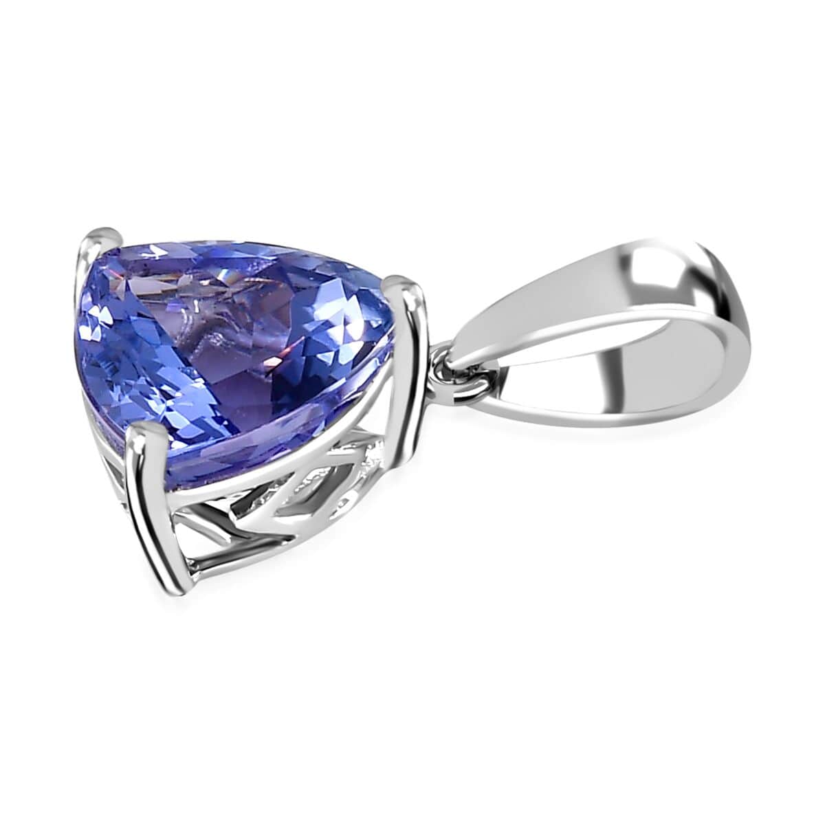 Tanzanite Solitaire Pendant in Platinum Over Sterling Silver 2.90 ctw image number 3