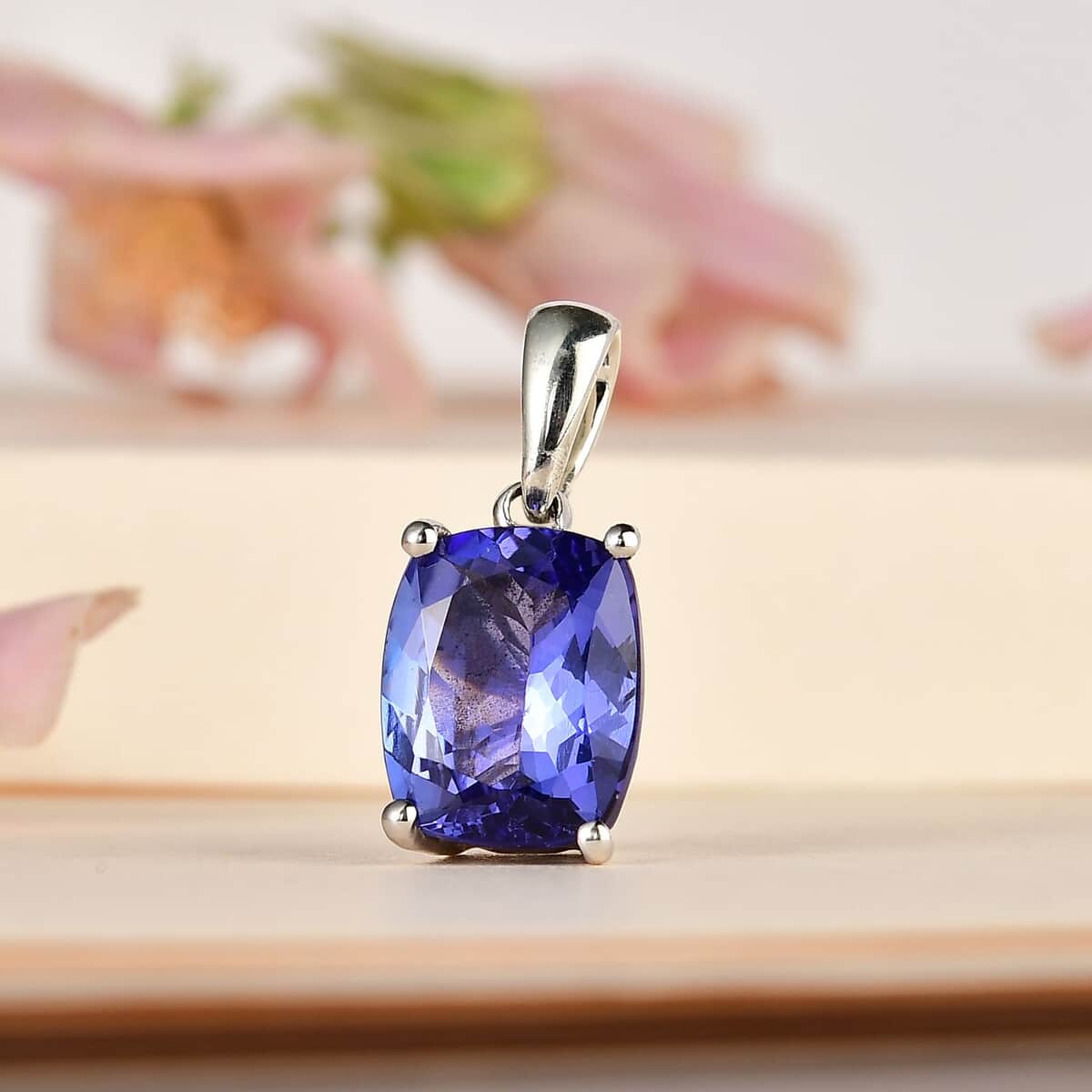 Tanzanite Solitaire Pendant in Platinum Over Sterling Silver 5.00 ctw image number 1