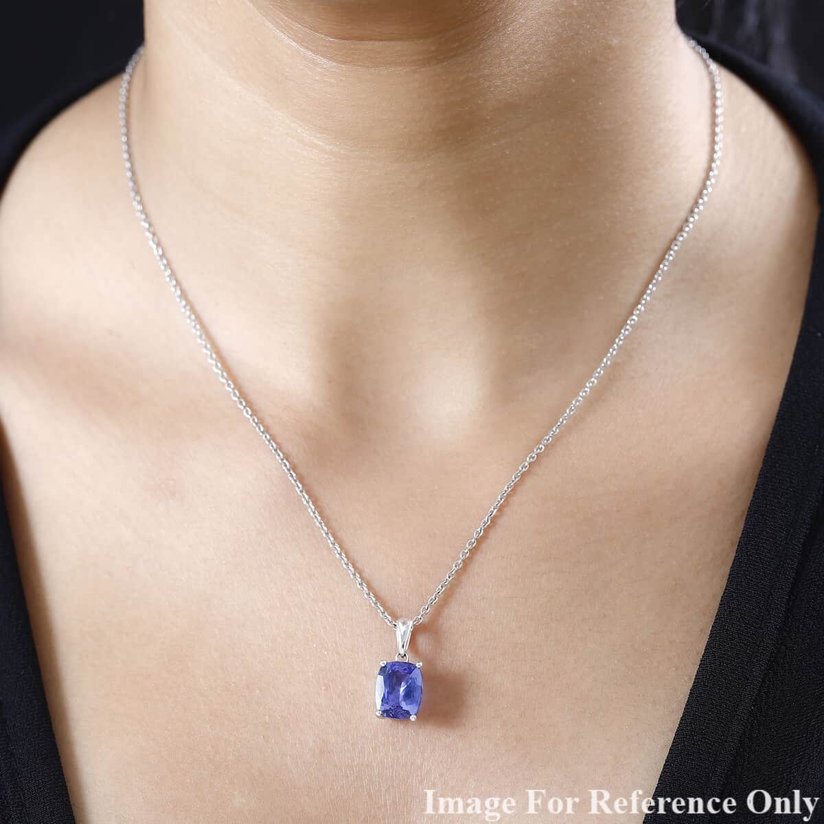 Tanzanite Solitaire Pendant in Platinum Over Sterling Silver 5.00 ctw image number 2
