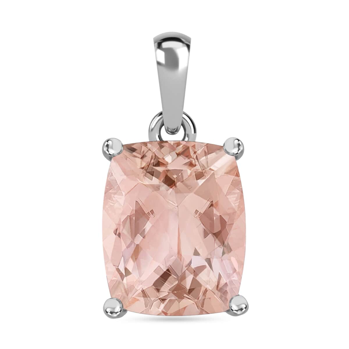 Luxoro 14K White Gold AAA Marropino Morganite Solitaire Pendant 4.95 ctw image number 0