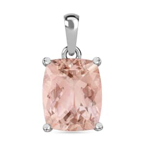 Luxoro 14K White Gold AAA Marropino Morganite Solitaire Pendant 4.95 ctw