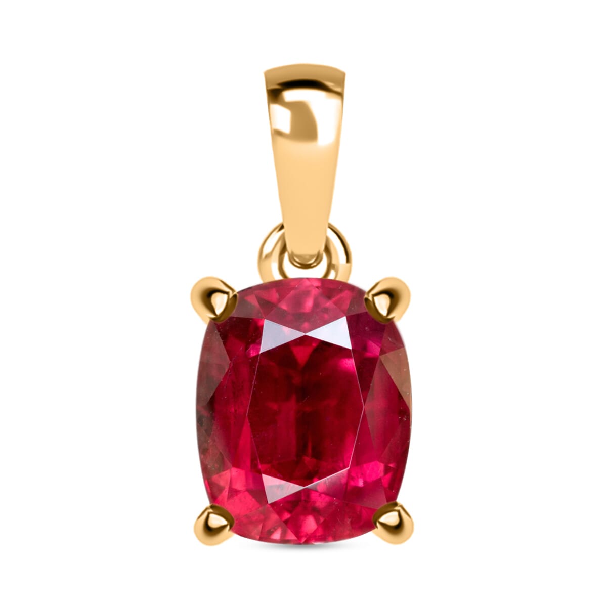 Ouro Fino Rubellite 3.20 ctw Solitaire Pendant in Vermeil Yellow Gold Over Sterling Silver image number 0
