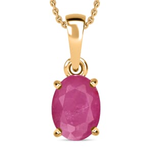 Mozambique Ruby  Solitaire Pendant without Chain in Vermeil YG Sterling Silver 1.60 ctw
