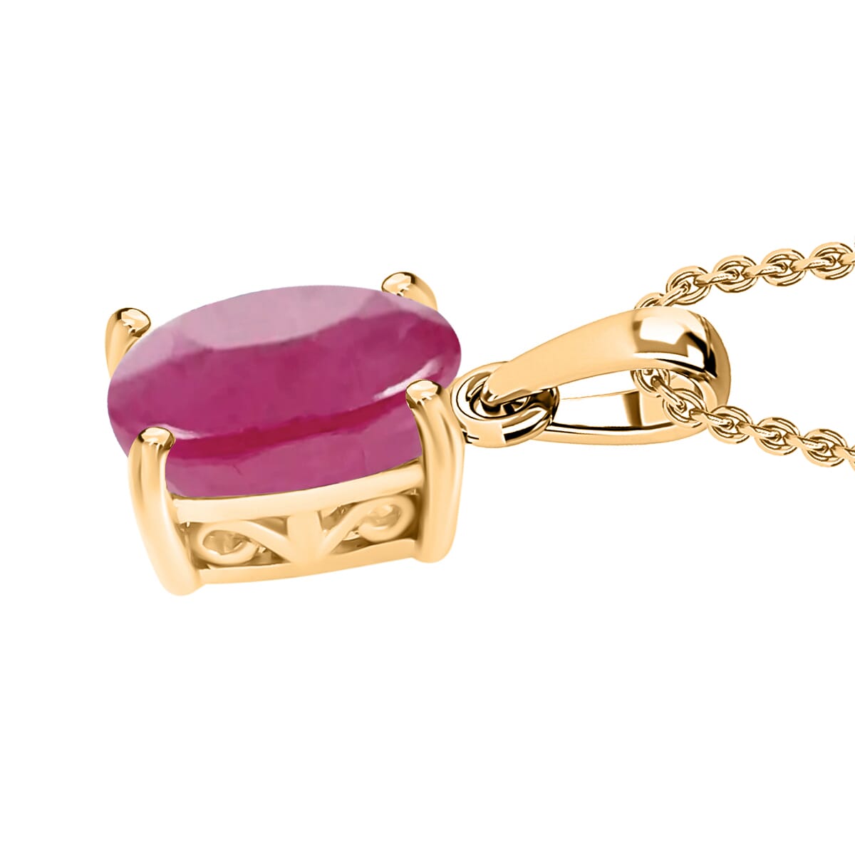 Mozambique Ruby  Solitaire Pendant without Chain in Vermeil YG Sterling Silver 1.60 ctw image number 2