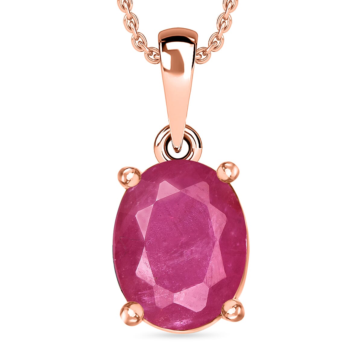 Luxoro Premium Mozambique Ruby 2.40 ctw Solitaire Pendant without Chain in 14K Rose Gold image number 0