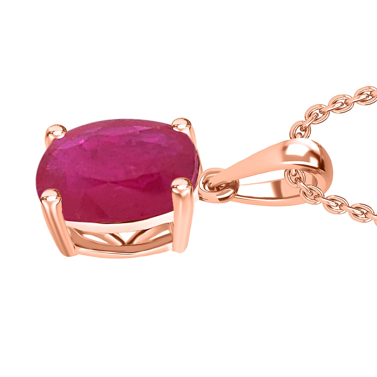Luxoro Premium Mozambique Ruby 2.40 ctw Solitaire Pendant without Chain in 14K Rose Gold image number 2