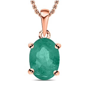 D'Joy Kagem Zambian Emerald 0.80 ctw Solitaire Pendant without Chain in Vermeil Rose Gold Over Sterling Silver