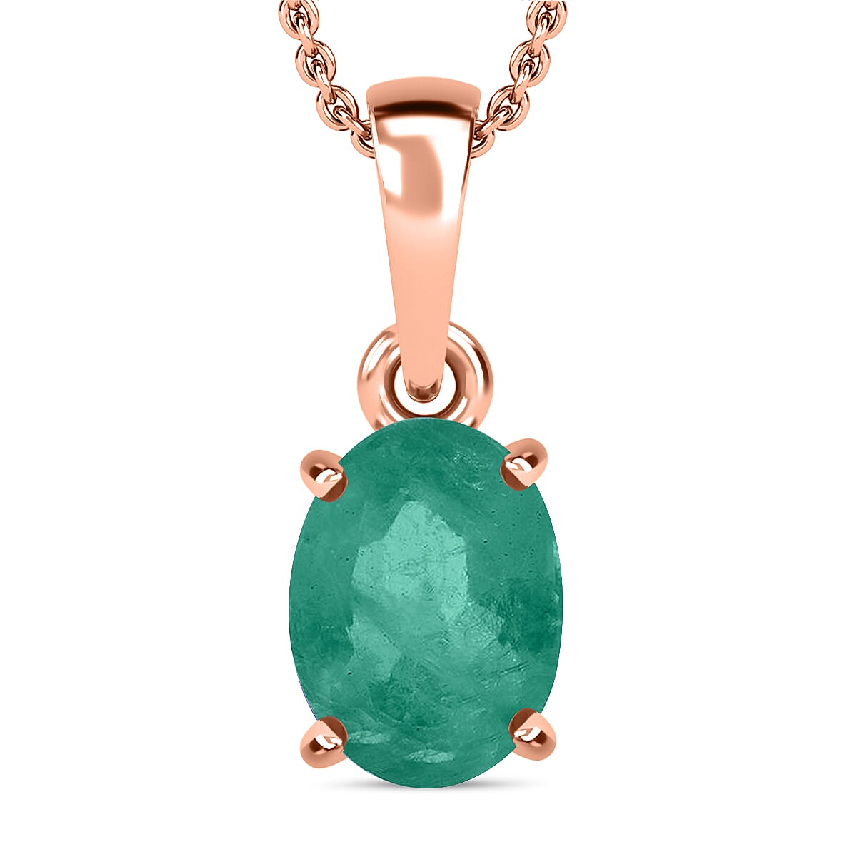 Kagem Zambian Emerald 1.20 ctw Solitaire Pendant without Chain in Vermeil Rose Gold Over Sterling Silver image number 0
