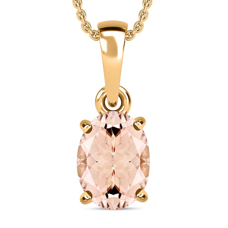 Pink Morganite 1.40 ctw Solitaire Pendant without Chain in Vermeil Yellow Gold Over Sterling Silver