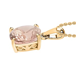 Pink Morganite 1.40 ctw Solitaire Pendant without Chain in Vermeil Yellow Gold Over Sterling Silver