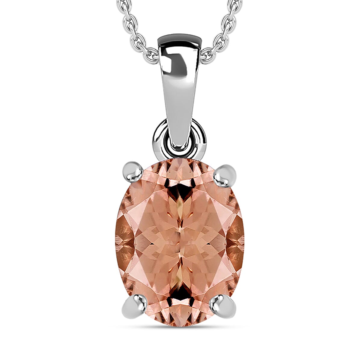Iliana AAA Pink Morganite 2.40 ctw Solitaire Pendant without Chain in 18K White Gold image number 0